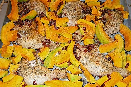 Brathähnchen mit Süßkartoffeln und Butternut Kürbis 8