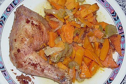 Brathähnchen mit Süßkartoffeln und Butternut Kürbis 13