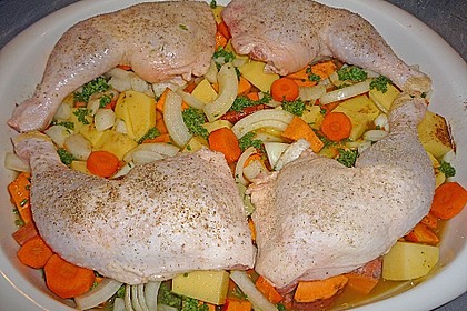 Brathähnchen mit Süßkartoffeln und Butternut Kürbis 10