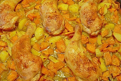Brathähnchen mit Süßkartoffeln und Butternut Kürbis 4