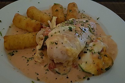 Mozzarella - Hähnchen in Basilikum - Sahnesauce 59