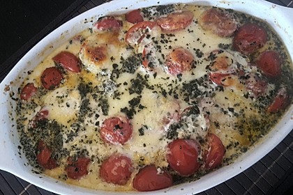 Mozzarella - Hähnchen in Basilikum - Sahnesauce 68