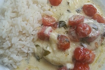 Mozzarella - Hähnchen in Basilikum - Sahnesauce 190