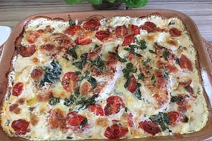 Mozzarella - Hähnchen in Basilikum - Sahnesauce 183