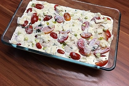 Mozzarella - Hähnchen in Basilikum - Sahnesauce 91
