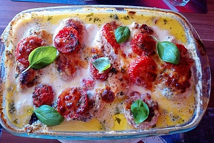 Mozzarella - Hähnchen in Basilikum - Sahnesauce 37