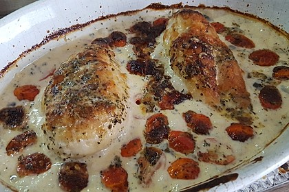 Mozzarella - Hähnchen in Basilikum - Sahnesauce 9
