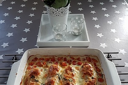 Mozzarella - Hähnchen in Basilikum - Sahnesauce 114