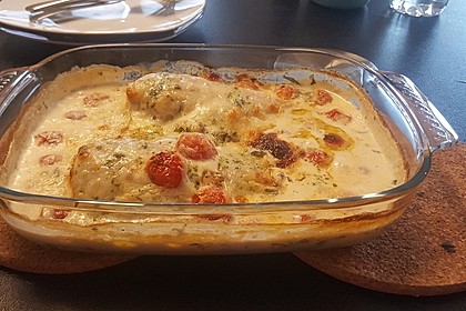 Mozzarella - Hähnchen in Basilikum - Sahnesauce 141