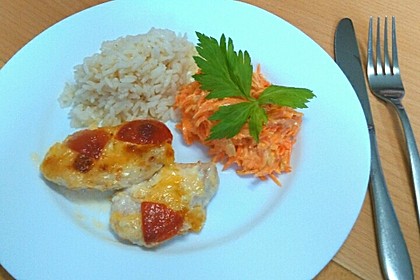 Mozzarella - Hähnchen in Basilikum - Sahnesauce 259