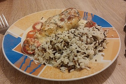 Mozzarella - Hähnchen in Basilikum - Sahnesauce 257