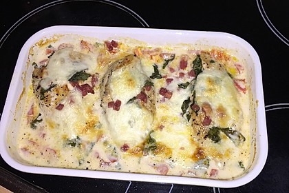 Mozzarella - Hähnchen in Basilikum - Sahnesauce 94