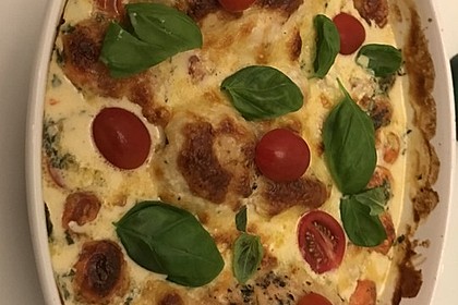Mozzarella - Hähnchen in Basilikum - Sahnesauce 252