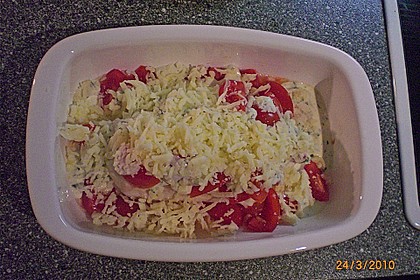 Mozzarella - Hähnchen in Basilikum - Sahnesauce 296