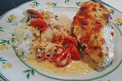 Mozzarella - Hähnchen in Basilikum - Sahnesauce 119