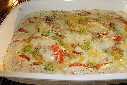 Mozzarella - Hähnchen in Basilikum - Sahnesauce 192