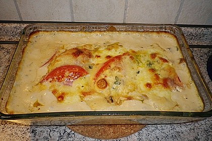 Mozzarella - Hähnchen in Basilikum - Sahnesauce 287