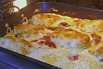 Mozzarella - Hähnchen in Basilikum - Sahnesauce 205