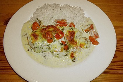 Mozzarella - Hähnchen in Basilikum - Sahnesauce 204