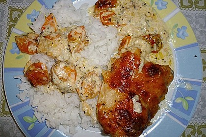 Mozzarella - Hähnchen in Basilikum - Sahnesauce 265