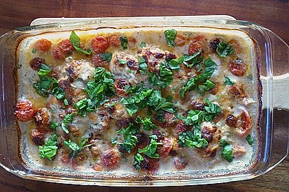 Mozzarella - Hähnchen in Basilikum - Sahnesauce 213