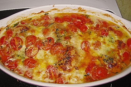 Mozzarella - Hähnchen in Basilikum - Sahnesauce 164