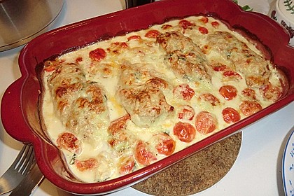 Mozzarella - Hähnchen in Basilikum - Sahnesauce 168