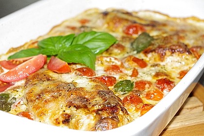 Mozzarella - Hähnchen in Basilikum - Sahnesauce 2