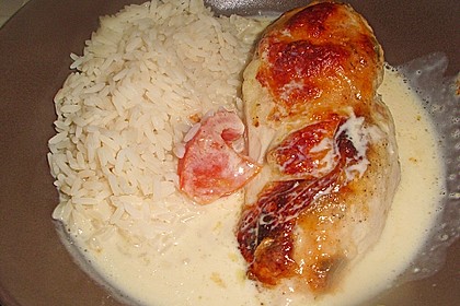 Mozzarella - Hähnchen in Basilikum - Sahnesauce 288