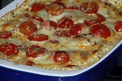 Mozzarella - Hähnchen in Basilikum - Sahnesauce 222