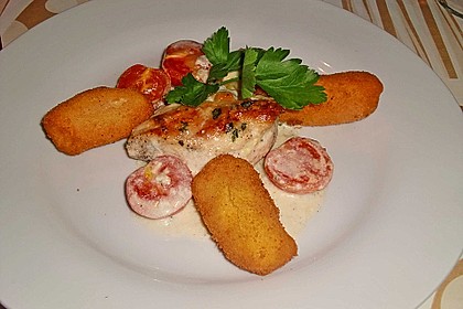 Mozzarella - Hähnchen in Basilikum - Sahnesauce 212