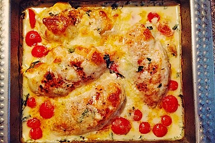 Mozzarella - Hähnchen in Basilikum - Sahnesauce 21