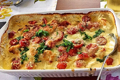 Mozzarella - Hähnchen in Basilikum - Sahnesauce 31