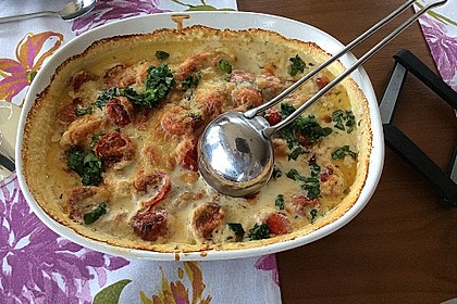 Mozzarella - Hähnchen in Basilikum - Sahnesauce 194