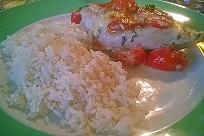 Mozzarella - Hähnchen in Basilikum - Sahnesauce 203