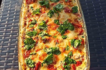 Mozzarella - Hähnchen in Basilikum - Sahnesauce 14