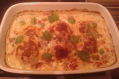 Mozzarella - Hähnchen in Basilikum - Sahnesauce 285