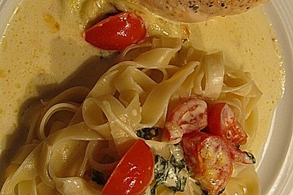 Mozzarella - Hähnchen in Basilikum - Sahnesauce 151