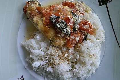 Mozzarella - Hähnchen in Basilikum - Sahnesauce 273