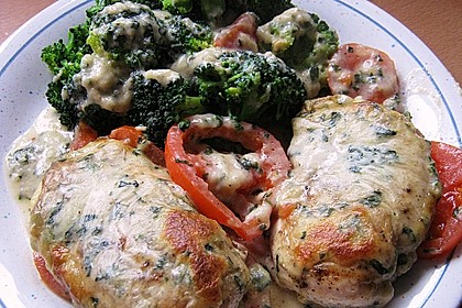 Mozzarella - Hähnchen in Basilikum - Sahnesauce 101