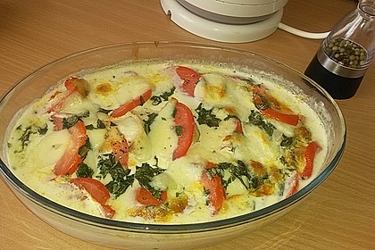 Mozzarella - Hähnchen in Basilikum - Sahnesauce 156