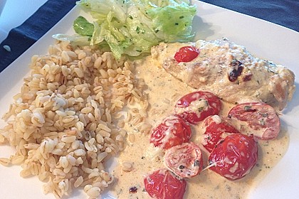 Mozzarella - Hähnchen in Basilikum - Sahnesauce 224