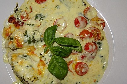 Mozzarella - Hähnchen in Basilikum - Sahnesauce 195