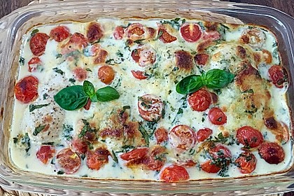 Mozzarella - Hähnchen in Basilikum - Sahnesauce 158