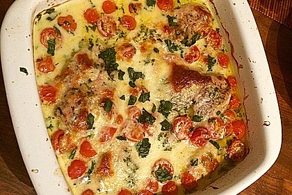 Mozzarella - Hähnchen in Basilikum - Sahnesauce 56