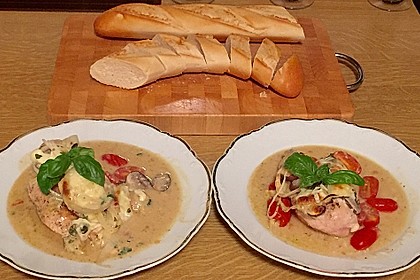 Mozzarella - Hähnchen in Basilikum - Sahnesauce 186