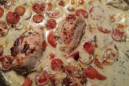 Mozzarella - Hähnchen in Basilikum - Sahnesauce 169