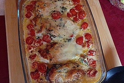 Mozzarella - Hähnchen in Basilikum - Sahnesauce 154