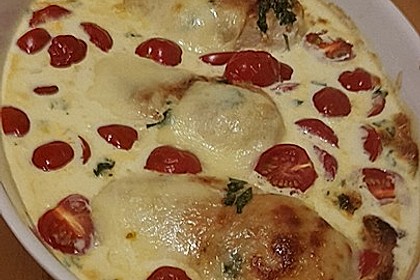 Mozzarella - Hähnchen in Basilikum - Sahnesauce 144