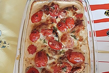 Mozzarella - Hähnchen in Basilikum - Sahnesauce 196
